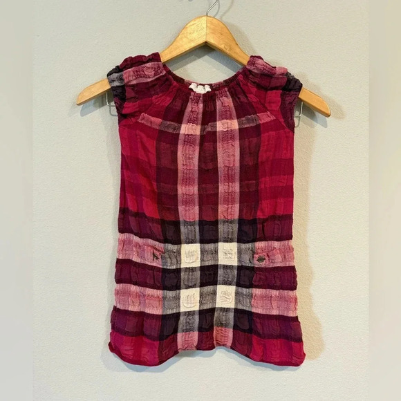 Plaid Burberry Children’s Dress Berry Colored Size 6 - Picture 1 of 4